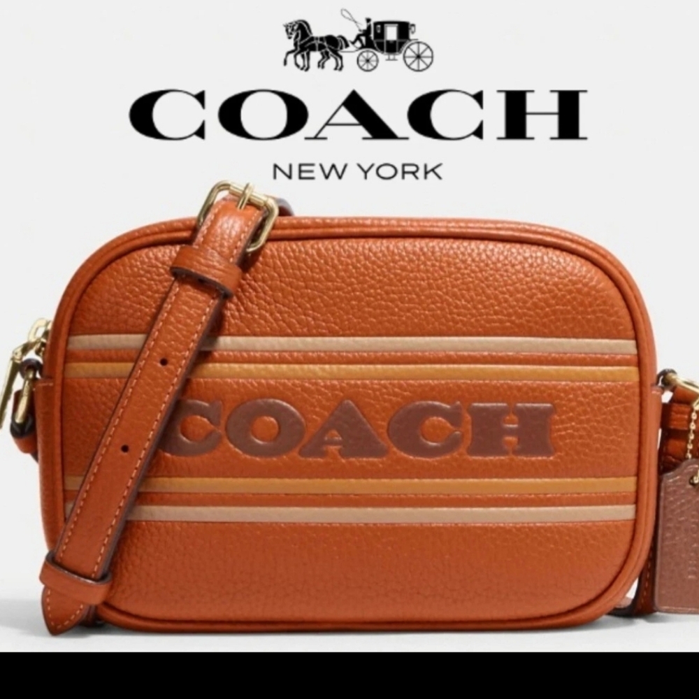 COACH Mini Jamie Camera style Bag Coach Stripe Pebble Leather Crossbody